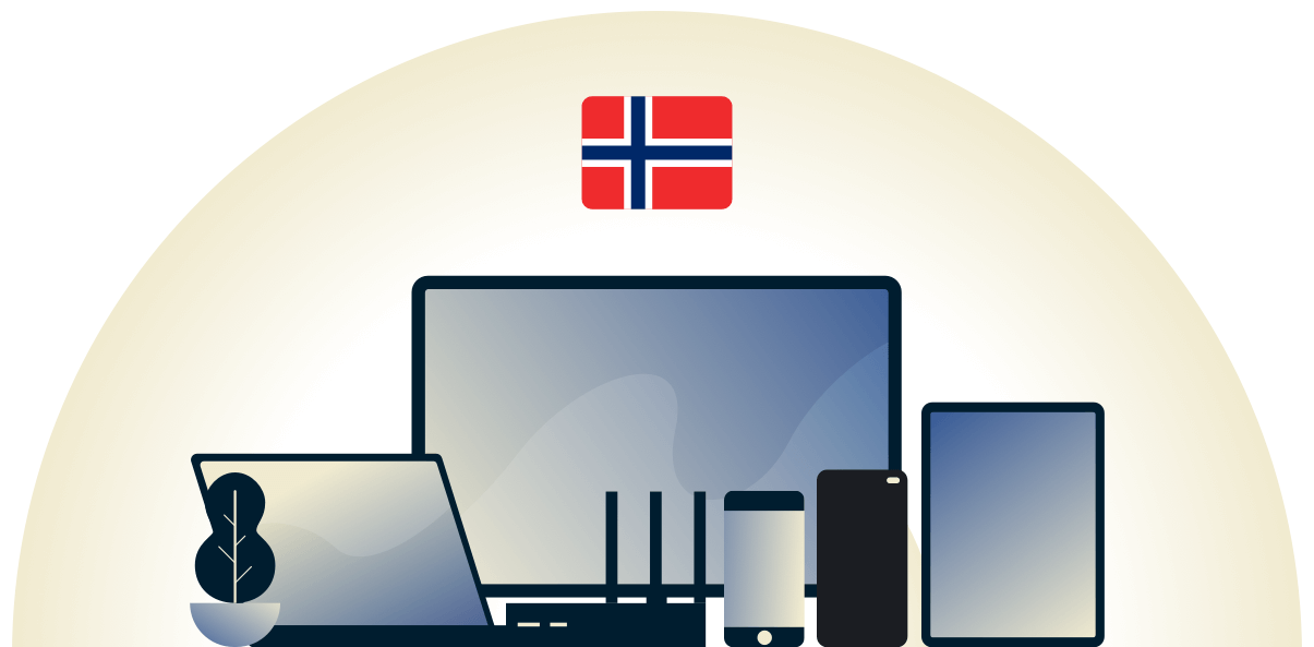 VPN suojaa eri laitteita Norjassa.