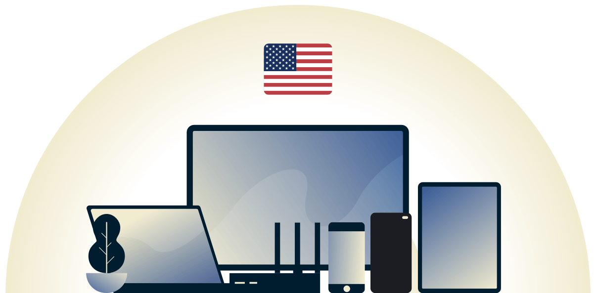 VPN américain protégeant une variété d'appareils.